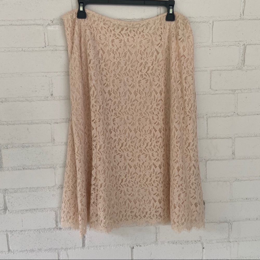 $269 Size 8 Lace Midi Skirt Ivory PA95 - Picture 3 of 5